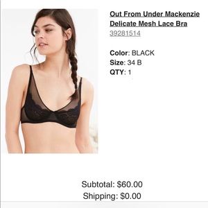 Urban Outfitters Under Mackenzie Mesh Lace Bra